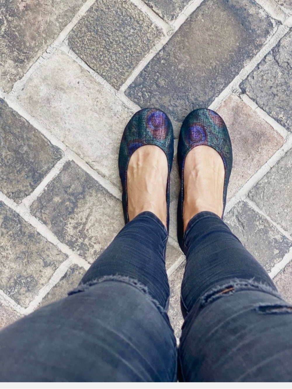 The Storehouses Flats Peacock Teal Patterned Ballet Flats